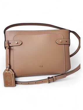 Lauren Ralph Lauren Tan Leather Cross-Body Bag New Without Tags MSRP $180